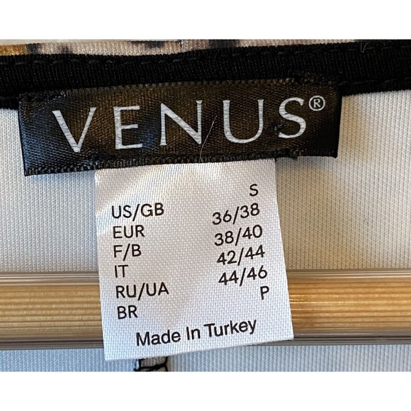 Venus Scuba Knit Floral Animal Print Stretch Dress Size Small Bell Sleeves - Picture 3 of 6
